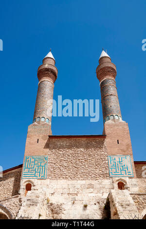 Die minarette der Gökmedrese oder Gök Medrese Sivas, Türkei Stockfoto