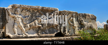 Griechische Theater Fries - milet Archäologische Stätte, Anatolien, Türkei. Stockfoto