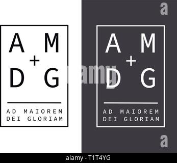 Vector Abbildung oder Zeichnung des lateinischen Jesuit motto Phrase: Ad Maiorem Dei Gloriam, was bedeutet: zur größeren Ehre Gottes Stock Vektor