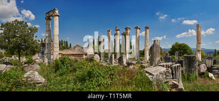 Die Spalten der Tempel der Aphrodite im Zentrum von Aphrodisias archäologische Stätte, Türkei Stockfoto