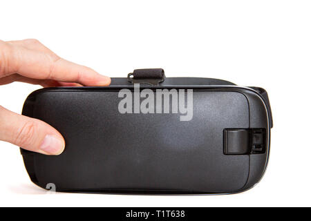 Eine Virtual Reality Headset auf einem weißen Hintergrund. Stockfoto