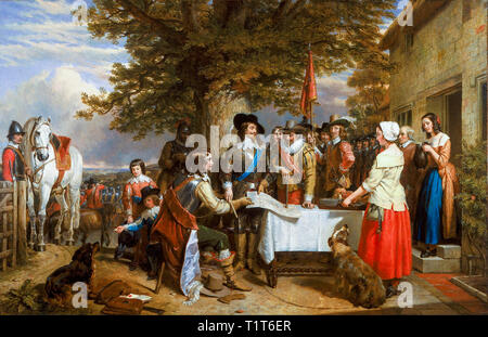 Der Vorabend der Schlacht am Edge Hill 1642, englischer Bürgerkrieg, Gemälde, Charles Landseer, 1845 Stockfoto