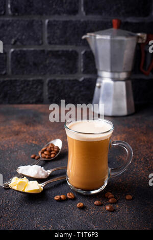 Bulletproof Kaffee. Ketogenic low carb drink Stockfoto