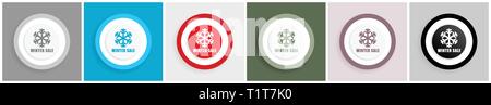 Winter verkauf Icon Set, Vektorgrafiken in 6 Optionen für Web Design und mobile Anwendungen Stock Vektor