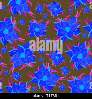 Nahtlose abstrakte Farbmuster mit Wasserfarben Blumen Stockfoto