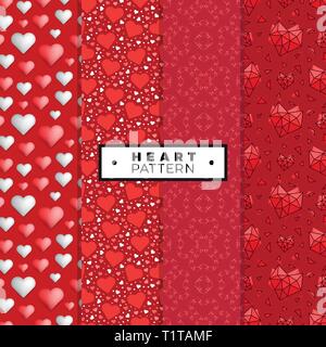 Eine nahtlose Muster mit wiederkehrenden Herzen dieses romantische Textur in roter Farbe Stock Vektor