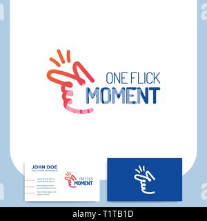 Finger Snap auf Zeile bunte Hand auf weißem Hintergrund und Visitenkarte Stock Vektor