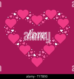 Gliederung das Herz aus kleinen Herzen gemacht Valentines Tag ich liebe dich romantisch Stock Vektor