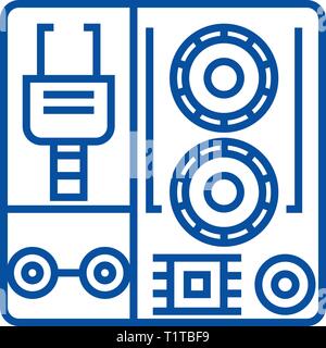 Roboter industrielle kits Symbol Leitung Konzept. Roboter industrielle Kits flachbild Vektor Symbol, Zeichen, umriss Abbildung. Stock Vektor