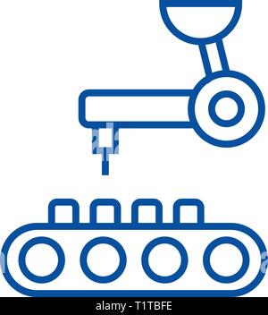 Robotertechnik Symbol Leitung Konzept. Robotertechnik flachbild Vektor Symbol, Zeichen, umriss Abbildung. Stock Vektor