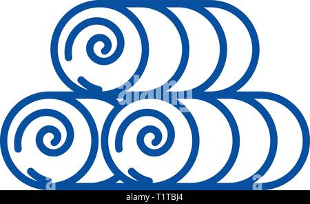 Runde Heuballen Symbol Leitung Konzept. Runde Heuballen flachbild Vektor Symbol, Zeichen, umriss Abbildung. Stock Vektor