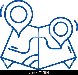 Route Symbol Leitung Konzept. Route flachbild Vektor Symbol, Zeichen, umriss Abbildung. Stock Vektor