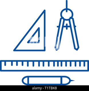 Lineale, Trennwände, pen Symbol Leitung Konzept. Lineale, Trennwände, pen Flachbild vektor Symbol, Zeichen, umriss Abbildung. Stock Vektor