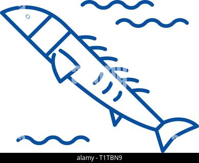 Lachs Symbol Leitung Konzept. Lachs flachbild Vektor Symbol, Zeichen, umriss Abbildung. Stock Vektor