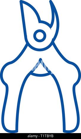 Gartenschere, hochentaster Symbol Leitung Konzept. Gartenschere, hochentaster Flachbild vektor Symbol, Zeichen, umriss Abbildung. Stock Vektor