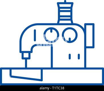 Nähmaschine Symbol Leitung Konzept. Nähmaschine flache Vektor Symbol, Zeichen, umriss Abbildung. Stock Vektor