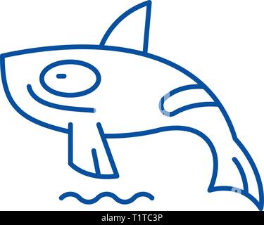 Shark Killer whale Symbol Leitung Konzept. Shark Killer whale Flachbild vektor Symbol, Zeichen, umriss Abbildung. Stock Vektor