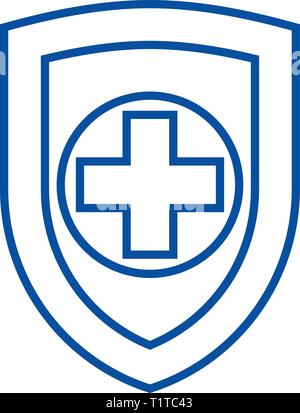 Schild, safequard Symbol Leitung Konzept. Schild, safequard Flachbild vektor Symbol, Zeichen, umriss Abbildung. Stock Vektor