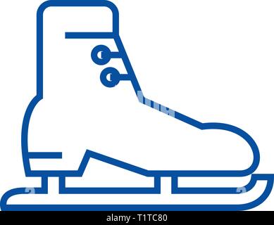 Skates racing Symbol Leitung Konzept. Skates racing Flachbild vektor Symbol, Zeichen, umriss Abbildung. Stock Vektor
