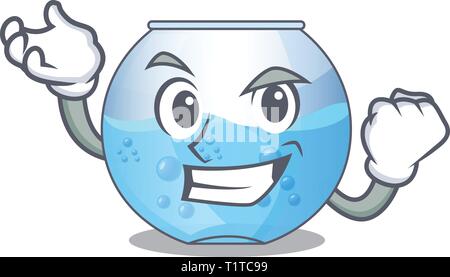 Erfolgreiche Schüssel cartoon Aquarium oben Holztisch Vector Illustration Stock Vektor