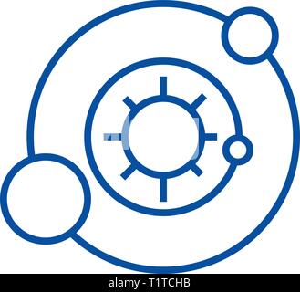 Sonnensystem, Astronomie Symbol Leitung Konzept. Sonnensystem, Astronomie flachbild Vektor Symbol, Zeichen, umriss Abbildung. Stock Vektor