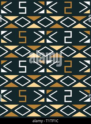 Geometrische nahtlose Muster im afrikanischen Stil. Vektor Ornament in natürlichen Farben: schwarz, braun, beige. Kunst der Völker Afrikas. Drucken für nationale Stock Vektor