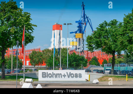 Eingang, Schiffswerft Blohm + Voss, Hermann-Blohm-Straße, Steinwerder, Hamburg, Deutschland Stockfoto