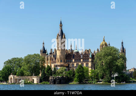 Schloss, Schweriner See, Schwerin, Mecklenburg-Vorpommern, Deutschland Stockfoto