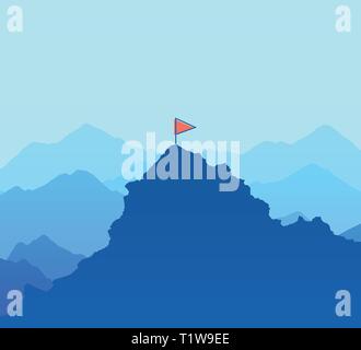 Vektor Landschaft Illustration für Wandern und Klettern mit Berge und Gipfel als Symbol für Leistung. Hintergrund mit Kopie an Stock Vektor
