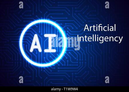 Künstliche Intelligenz landing page. Website Vorlage für AI Technologie Hintergrund Stock Vektor