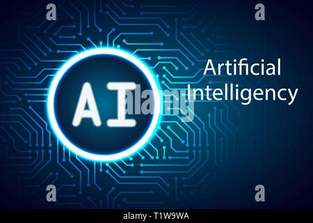 Künstliche Intelligenz landing page. Website Vorlage für AI Technologie Hintergrund Stock Vektor