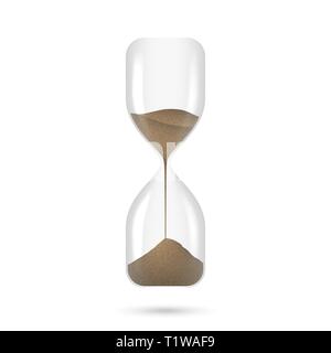 Sand Sanduhr Uhr auf weißem Hintergrund. Stock Vektor