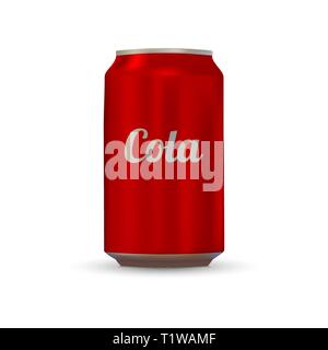 Cola trinken Aluminium kann auf weißem Hintergrund Stock Vektor