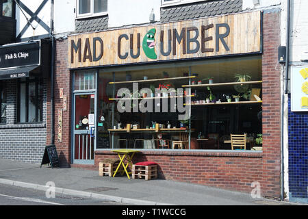 Die Mad Gurke veganes Restaurant in Bournemouth Dreieck Stockfoto