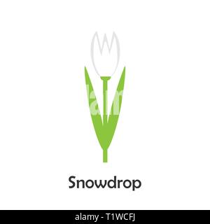 Schneeglöckchen im Comic-stil, Frühling Karte für Zicklein, Vorschule Aktivität für Kinder, Vektor Stock Vektor