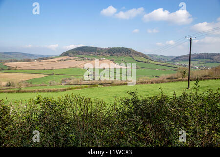 Ansicht mit Blick über die Sid Valley, in der Nähe von Sidmouth, Devon, von trow Hügel zu Buckton Hill suchen. Stockfoto