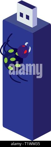 usb-Speicher mit Bug-Atack-Vektor-Illustration-Design Stock Vektor