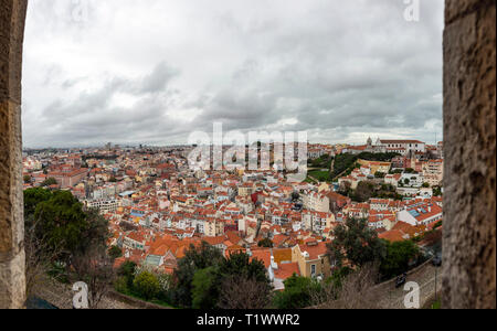 Der Blick über Lissabon von der Sao Jorge, Portugal Stockfoto