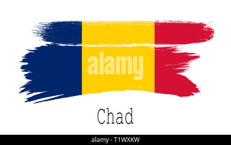 Tschad Fahne auf weißem Hintergrund, 3D-Rendering Stockfoto
