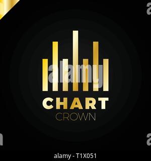 Diagramm Krone. Infografik Tarif. Diagramm oder Rate icon Logo. Wachsende graph Simbol. Mark. Stock Vektor