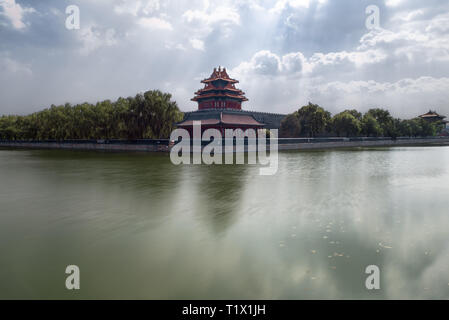 Ecke Wachturm der Kaiserpalast in Peking Verbotene Stadt, Peking, China Stockfoto