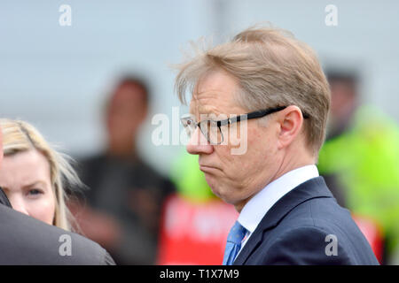 David Morris MP (Con: Morecambe und Lunesdale) auf College Green, Westminster, 27. März 2019 Stockfoto