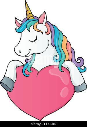 Einhorn und Herz Thema Bild 1-eps 10 Vector Illustration. Stock Vektor