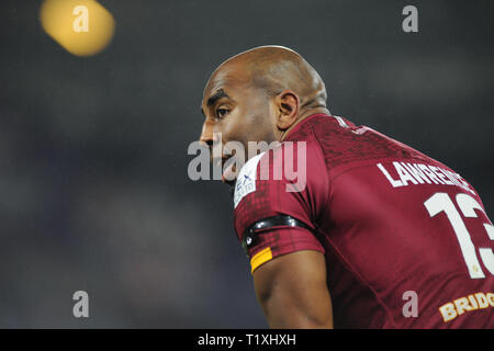 Huddersfield, Großbritannien, 22. 3. 2019. 22. März 2019. John Smiths Stadion, Huddersfield, England; Rugby League Betfred Super League, Huddersfield Riesen vs Rumpf Stockfoto