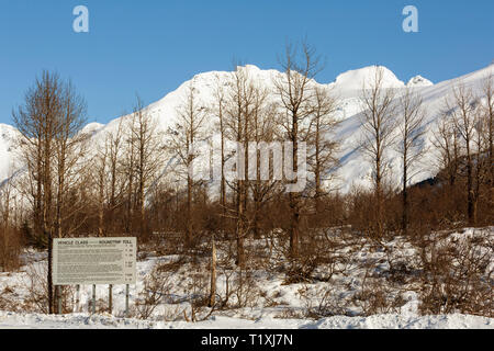 Informationen Zeichen für die Anton Anderson Memorial Tunnel, Alaska Stockfoto