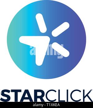 Abstrakte line style Star Logo mit Mauszeiger klicken Sie auf. Stock Vektor