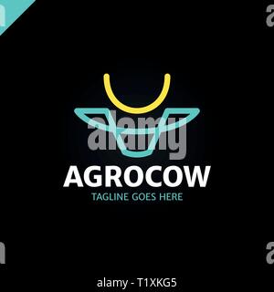 Kuh oder Stierkopf einfache Linie Logo. Stock Vektor