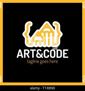 Zwei Bleistift mit Kodierung Symbol. Pfeil nach oben pen Design Studio Stock Vektor