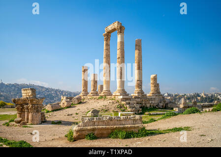 Tempel des Herkules auf der Zitadelle von Amman in Jordanien Stockfoto