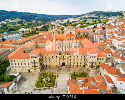 Das Kloster San Martin Pinario oder Mosteiro de San Martin Pinario Antenne Panoramablick in Santiago de Compostela in Galizien, Spanien Stockfoto